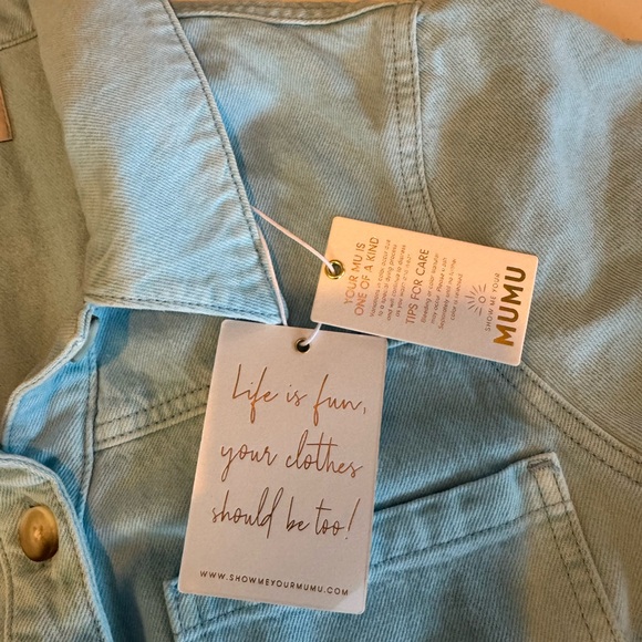 Show Me Your Mumu Cannon Romper Spring Blue Denim Size XL NWT - Picture 6 of 7